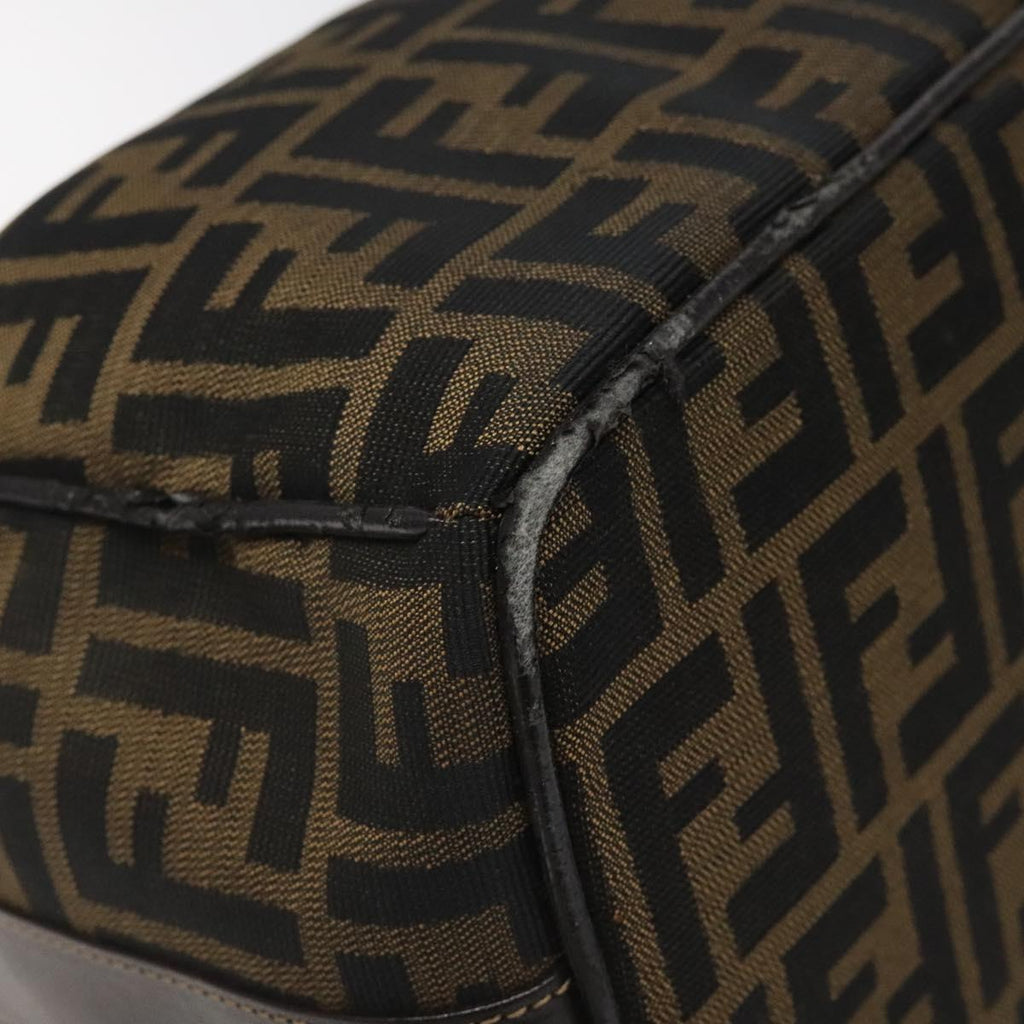 FENDI Zucca Canvas Hand Bag Brown Black 113512