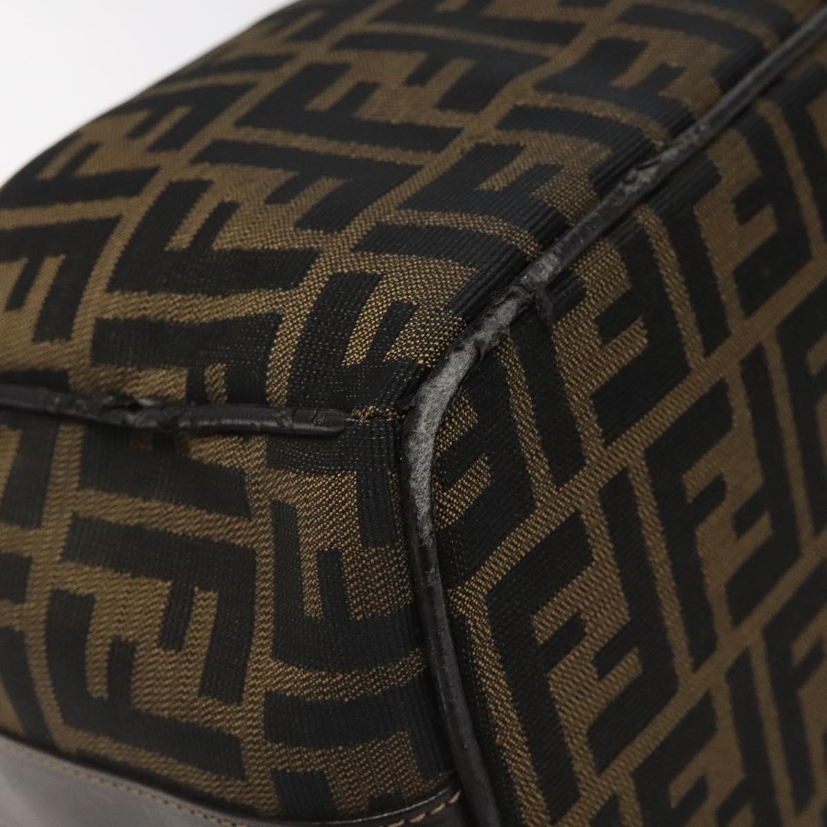 FENDI Zucca Canvas Hand Bag Brown Black 113512