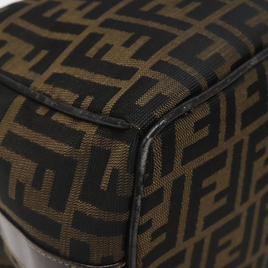 FENDI Zucca Canvas Hand Bag Brown Black 113512