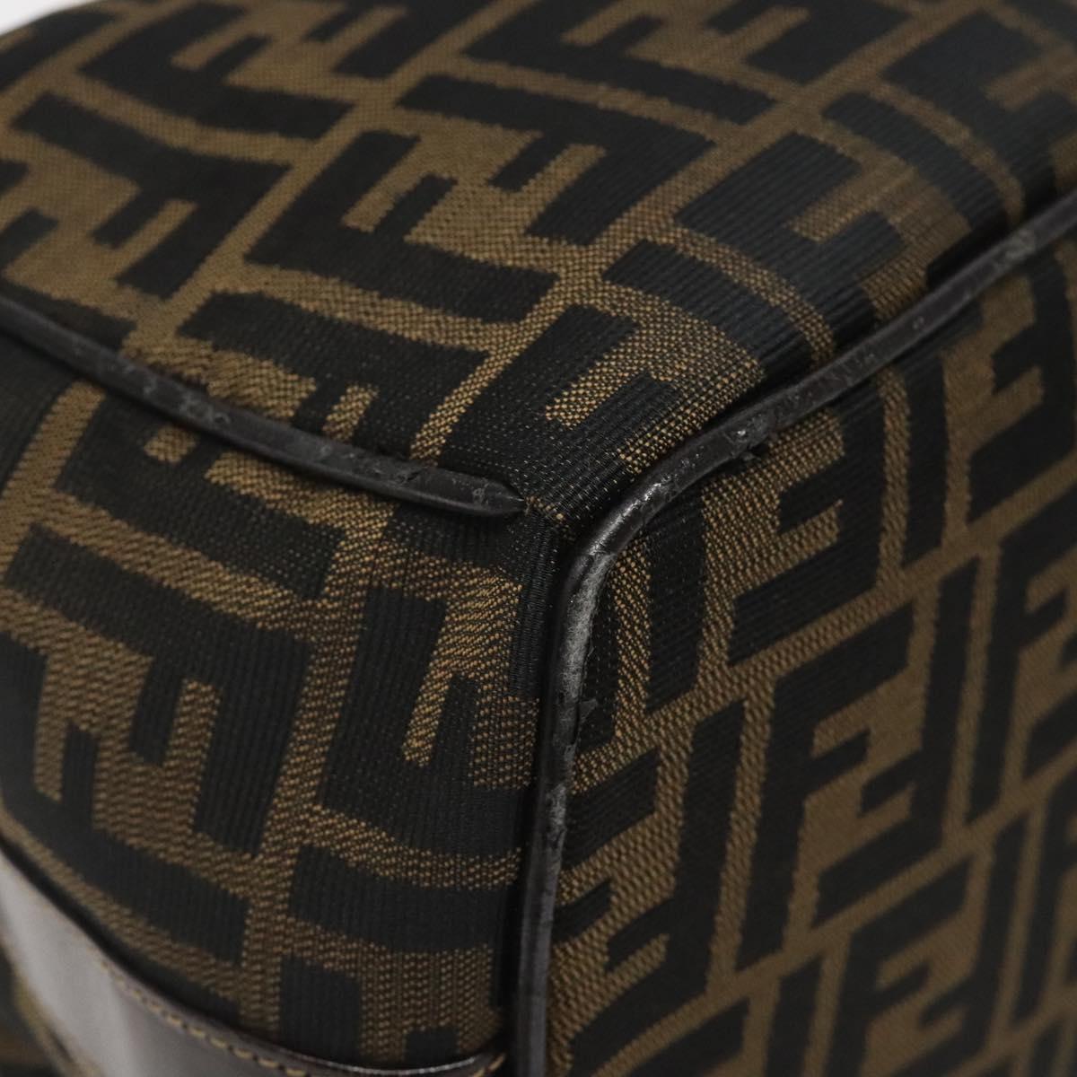 FENDI Zucca Canvas Hand Bag Brown Black 113512
