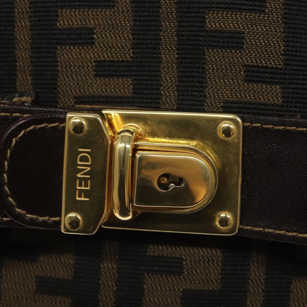 FENDI Zucca Canvas Hand Bag Brown Black 113512