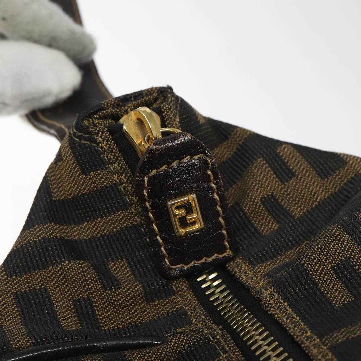 FENDI Zucca Canvas Hand Bag Brown Black 113512