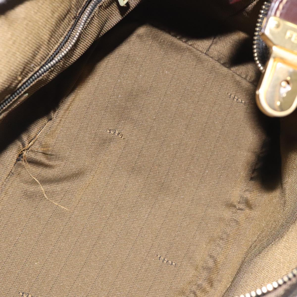 FENDI Zucca Canvas Hand Bag Brown Black 113512