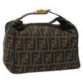 FENDI Zucca Canvas Hand Bag Brown Black 113512
