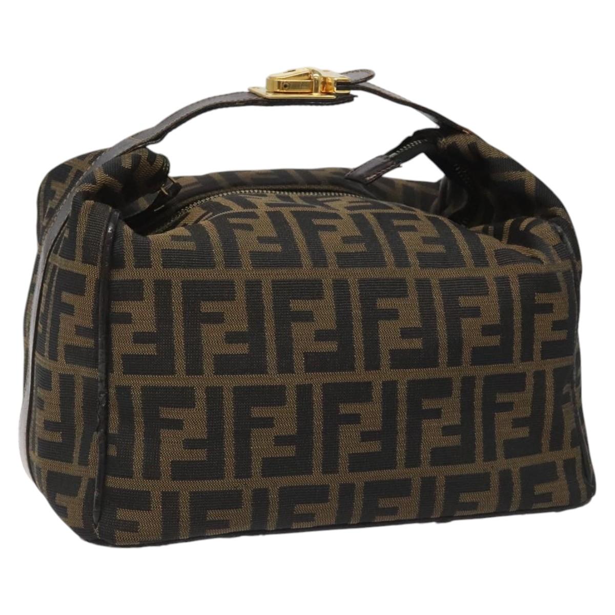 FENDI Zucca Canvas Hand Bag Brown Black 113512