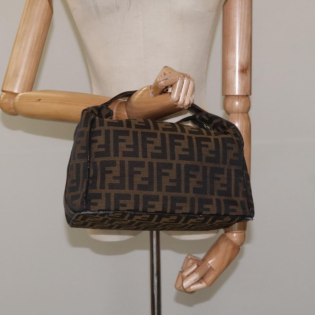 FENDI Zucca Canvas Hand Bag Brown Black 113512