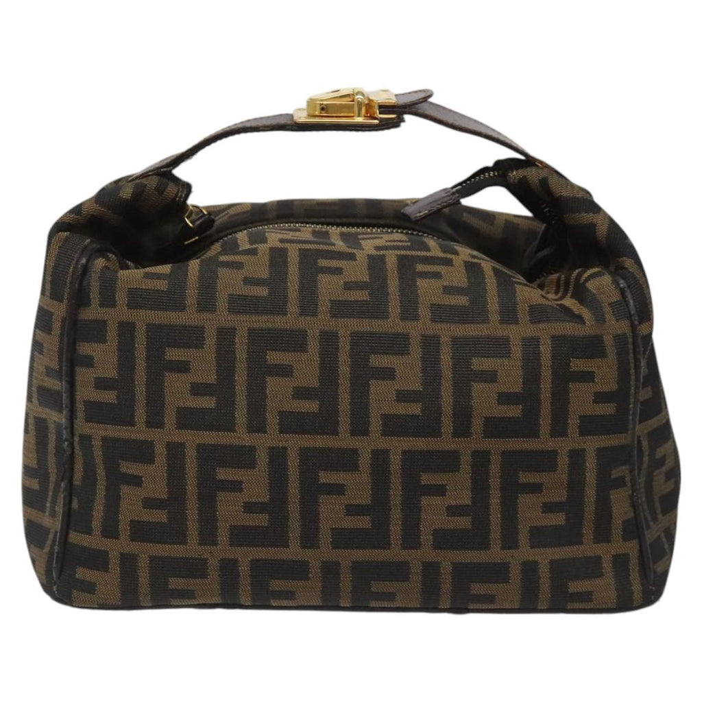 FENDI Zucca Canvas Hand Bag Brown Black 113512