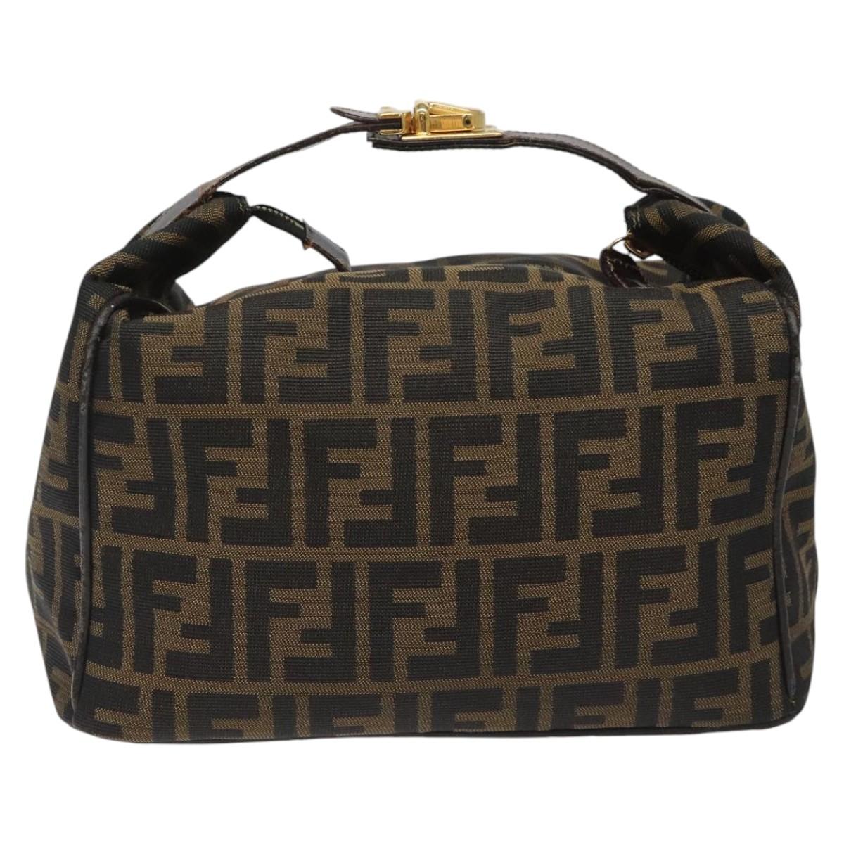 FENDI Zucca Canvas Hand Bag Brown Black 113512