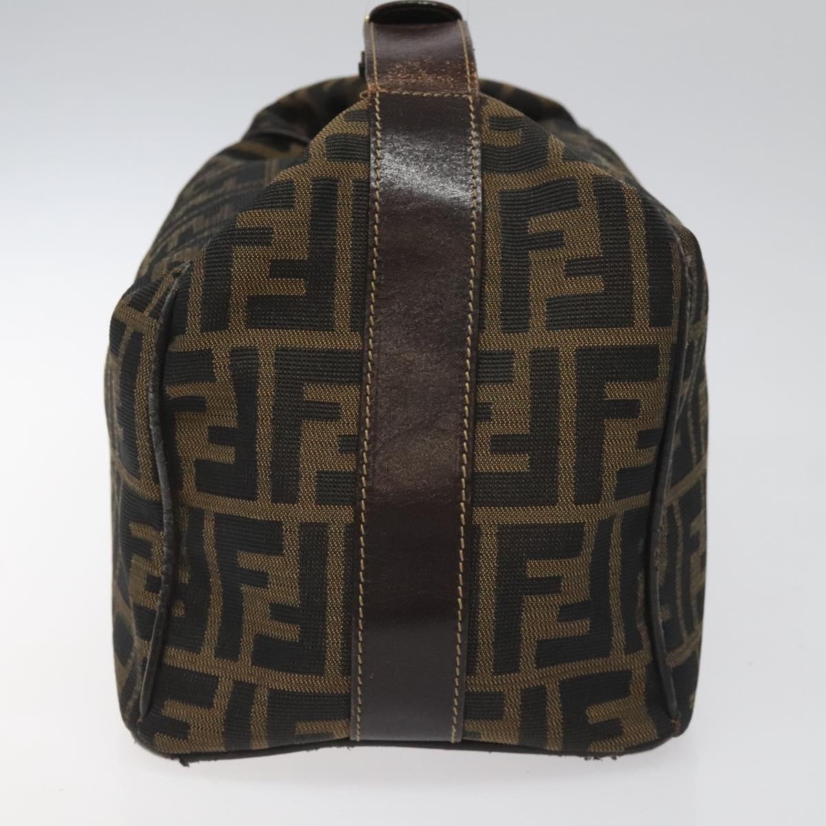 FENDI Zucca Canvas Hand Bag Brown Black 113512