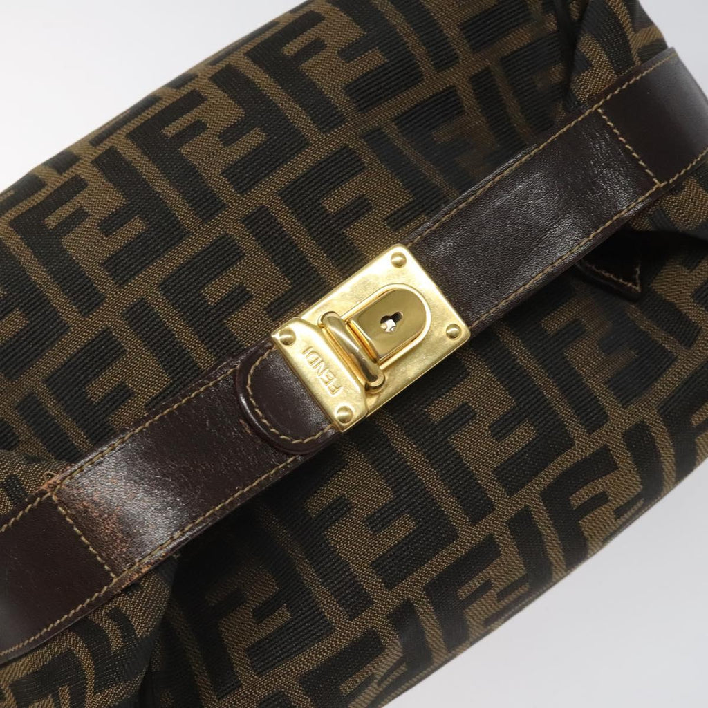 FENDI Zucca Canvas Hand Bag Brown Black 113512