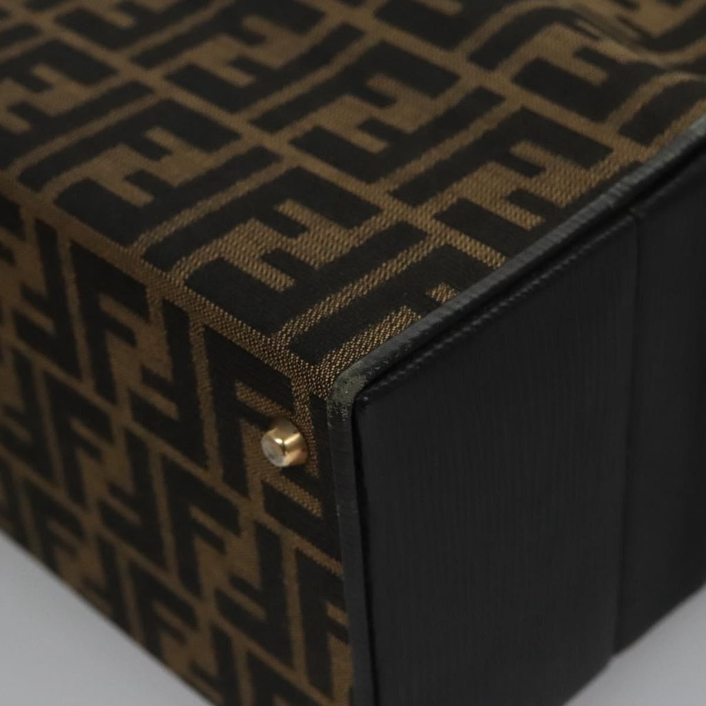 FENDI Zucca Canvas Hand Bag 2way Brown Black gold 113513