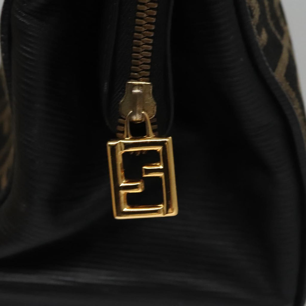 FENDI Zucca Canvas Hand Bag 2way Brown Black gold 113513