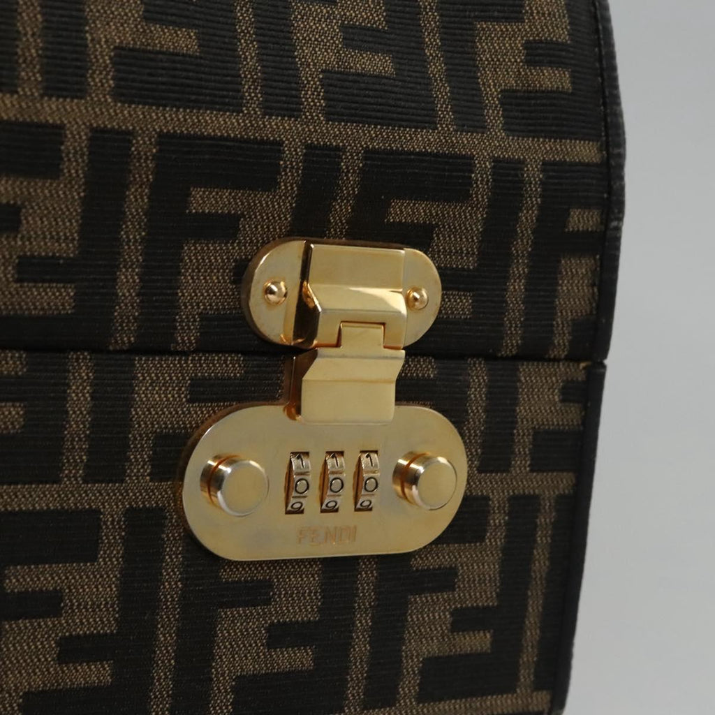 FENDI Zucca Canvas Hand Bag 2way Brown Black gold 113513