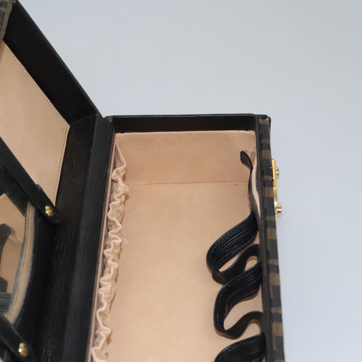 FENDI Zucca Canvas Hand Bag 2way Brown Black gold 113513