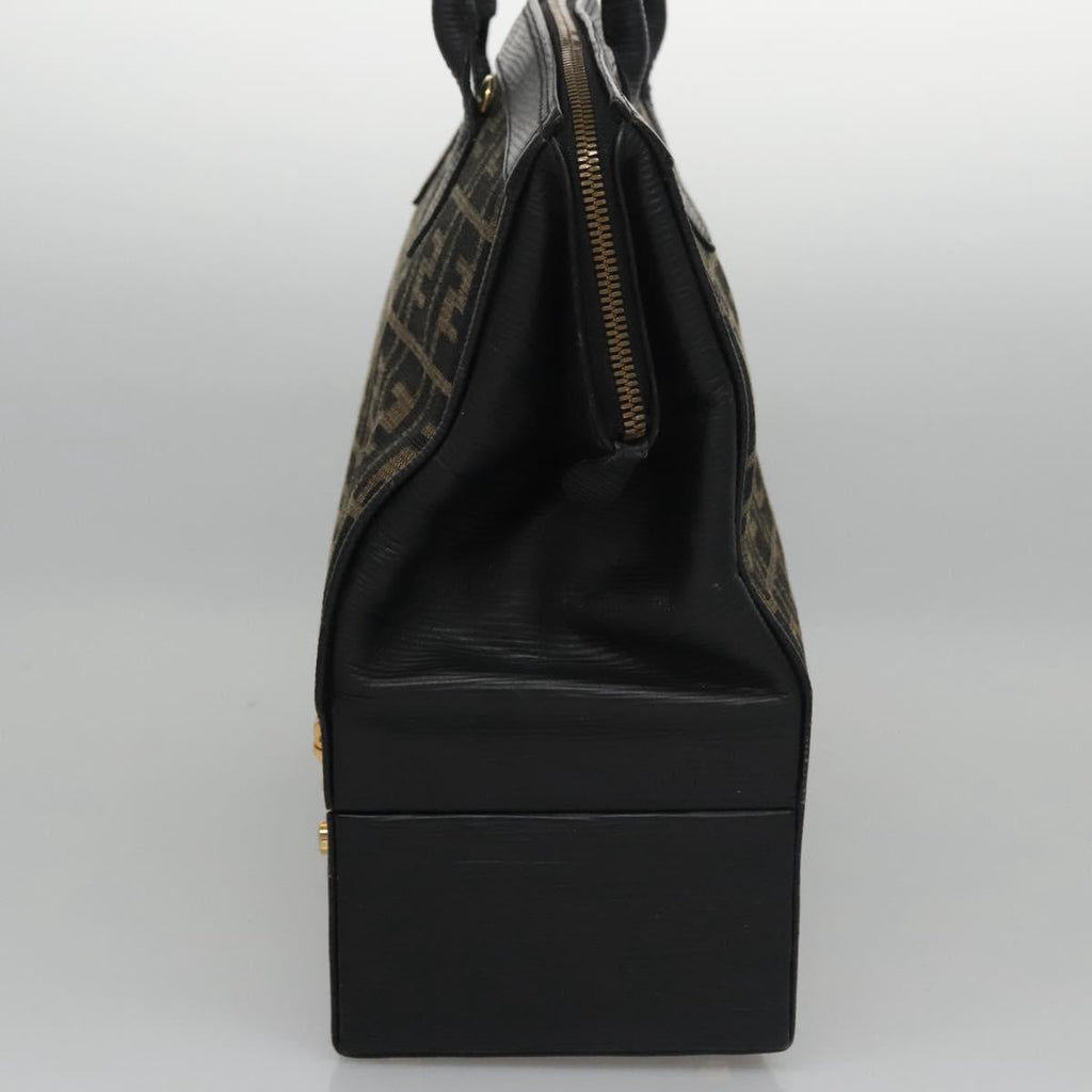 FENDI Zucca Canvas Hand Bag 2way Brown Black gold 113513