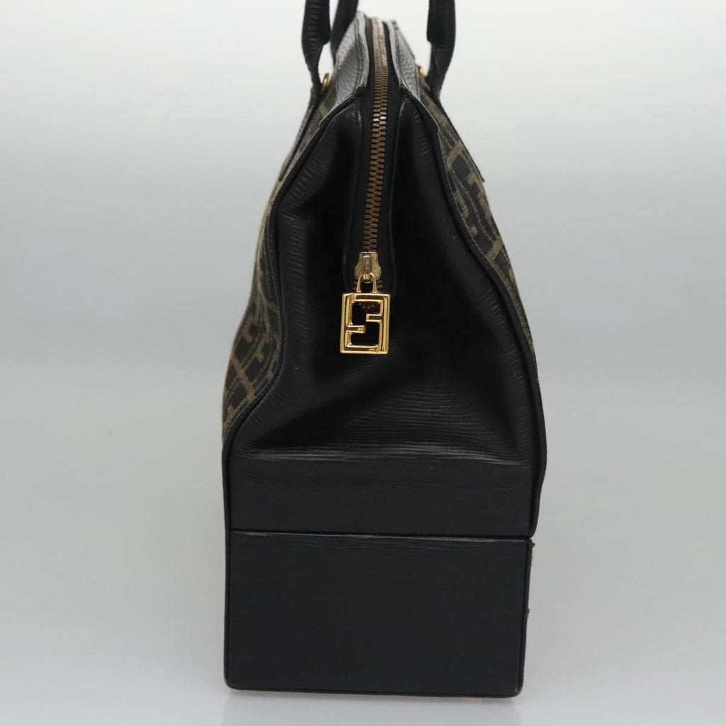 FENDI Zucca Canvas Hand Bag 2way Brown Black gold 113513