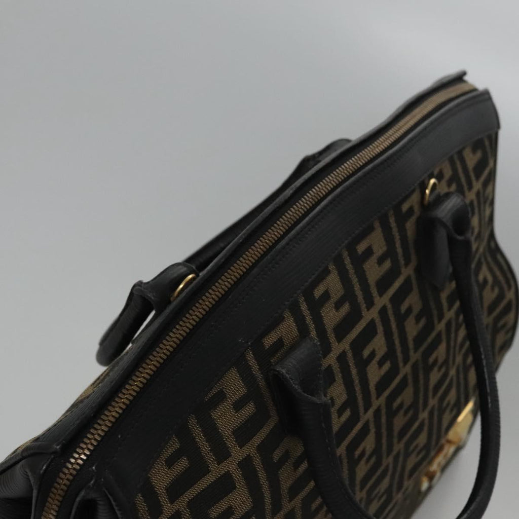 FENDI Zucca Canvas Hand Bag 2way Brown Black gold 113513
