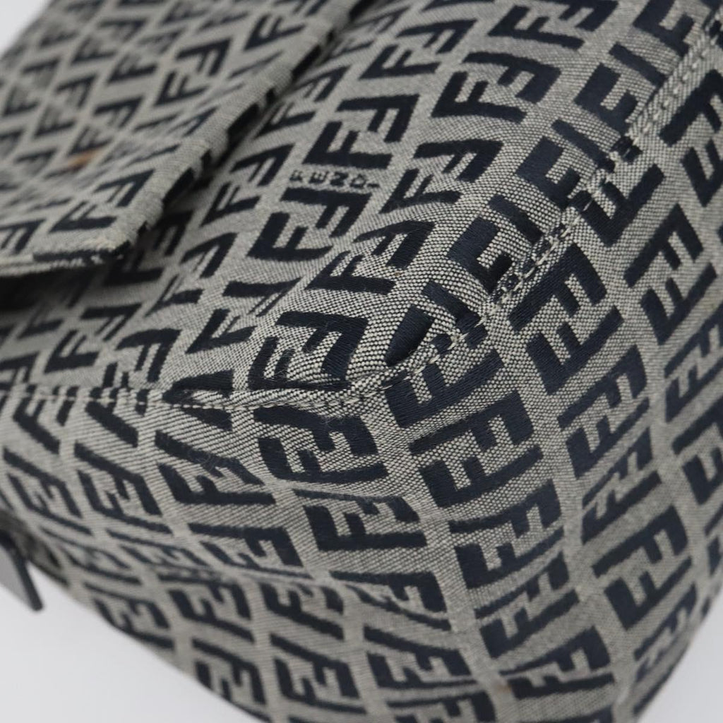 FENDI Zucchino Canvas Mamma Baguette Shoulder Bag Navy 113562
