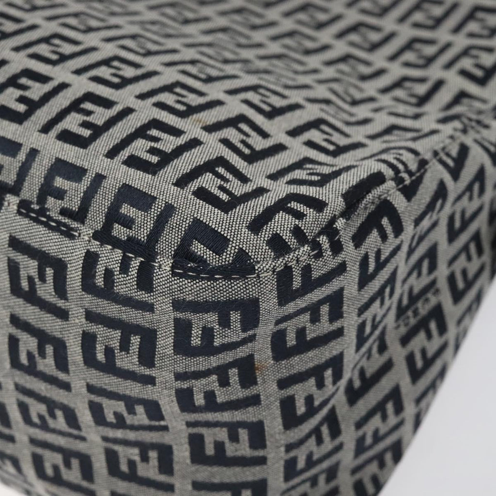 FENDI Zucchino Canvas Mamma Baguette Shoulder Bag Navy 113562