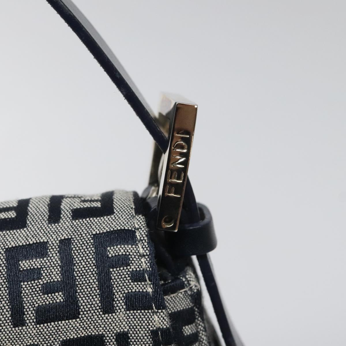 FENDI Zucchino Canvas Mamma Baguette Shoulder Bag Navy 113562