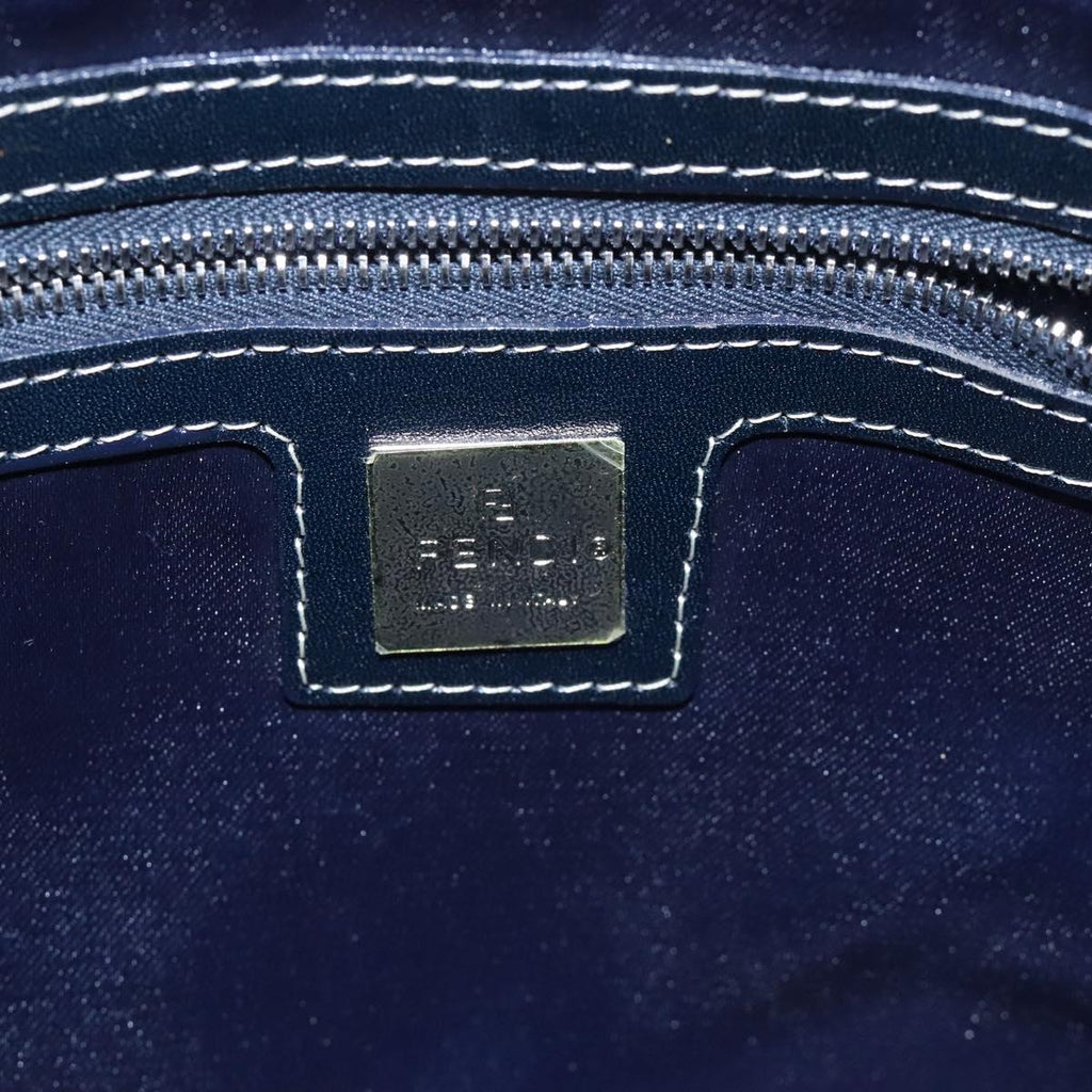 FENDI Zucchino Canvas Mamma Baguette Shoulder Bag Navy 113562