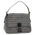 FENDI Zucchino Canvas Mamma Baguette Shoulder Bag Navy 113562