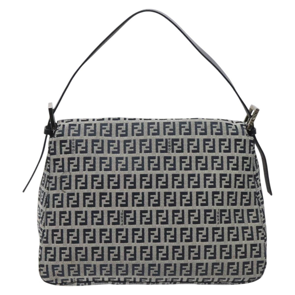 FENDI Zucchino Canvas Mamma Baguette Shoulder Bag Navy 113562