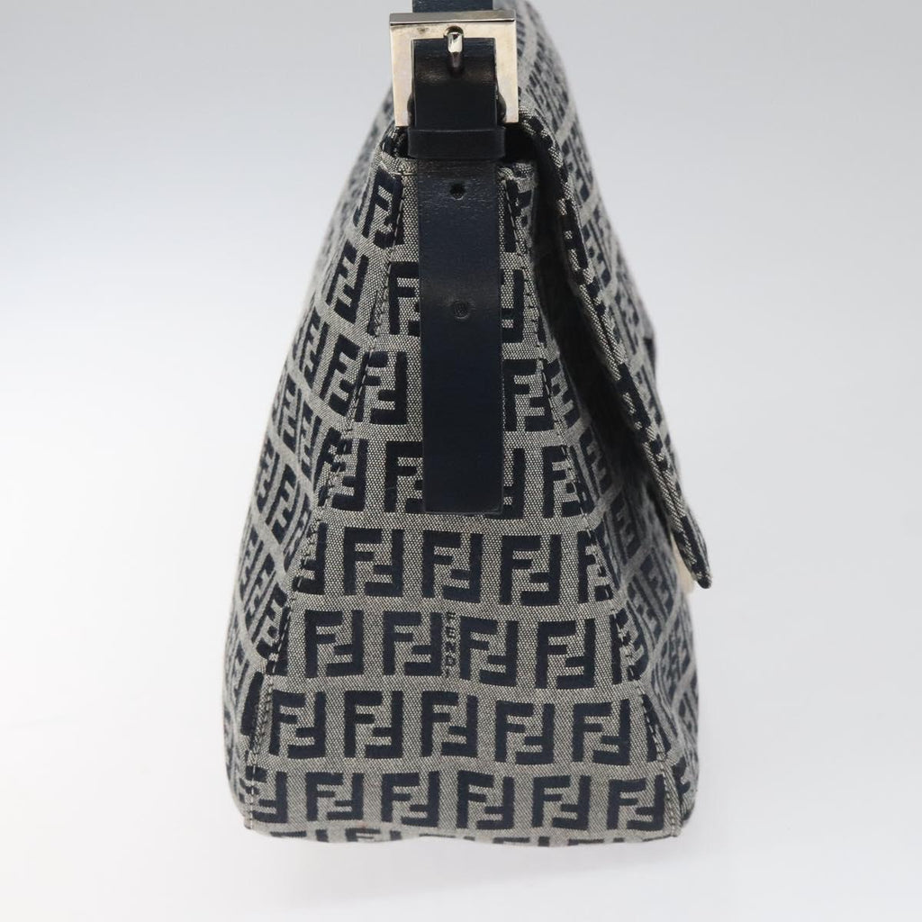 FENDI Zucchino Canvas Mamma Baguette Shoulder Bag Navy 113562