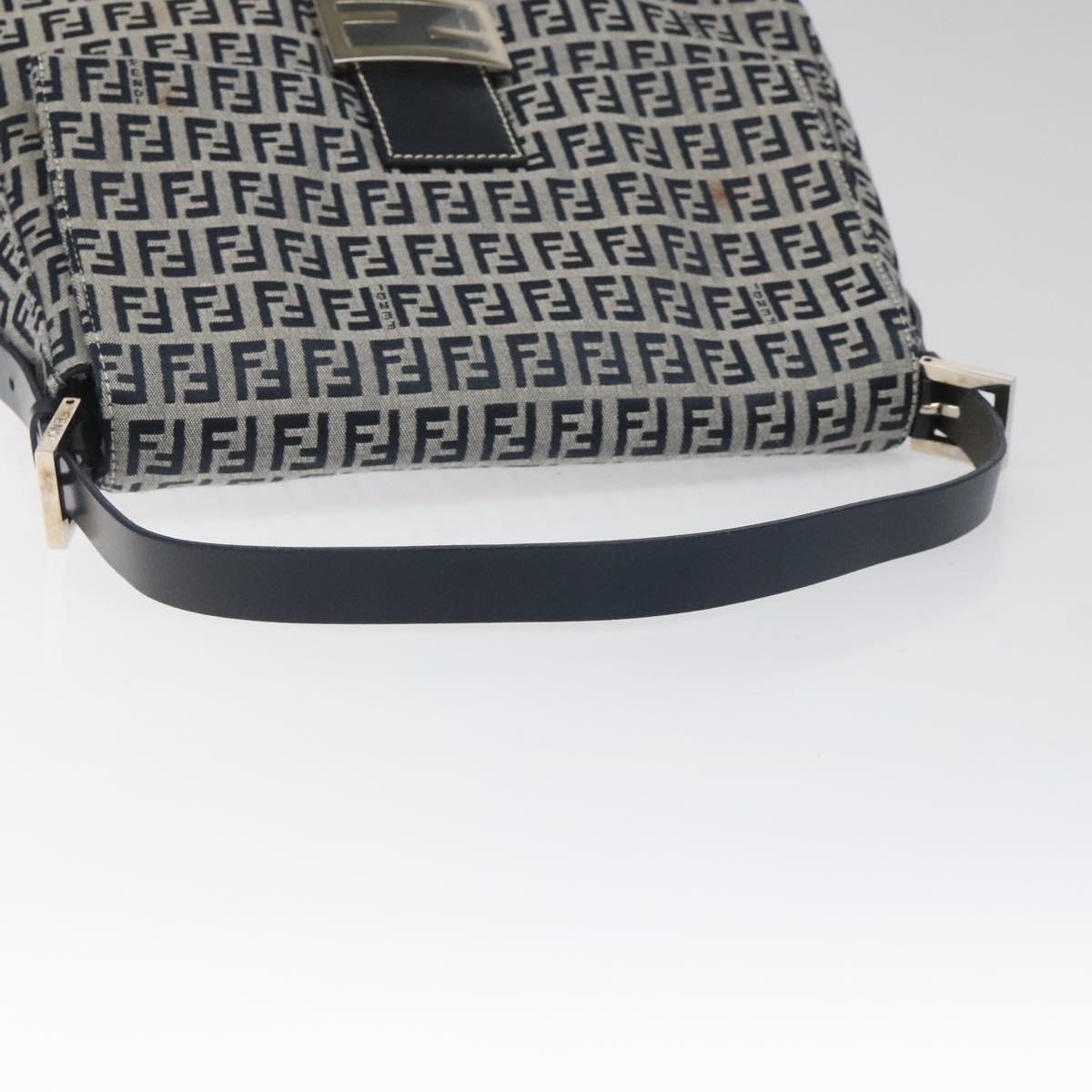 FENDI Zucchino Canvas Mamma Baguette Shoulder Bag Navy 113562