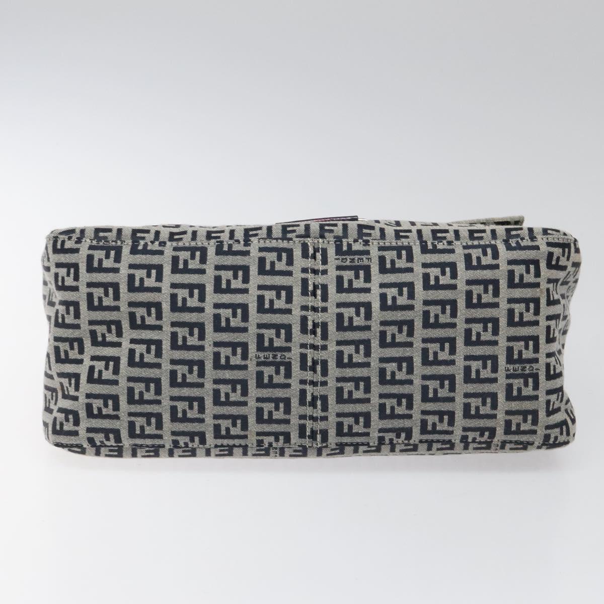 FENDI Zucchino Canvas Mamma Baguette Shoulder Bag Navy 113562