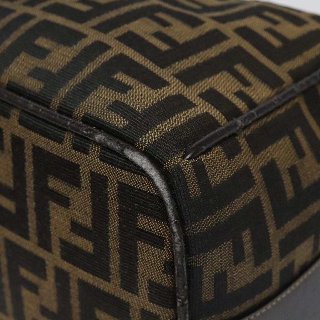 FENDI Zucca Canvas Hand Bag Brown Black 113568