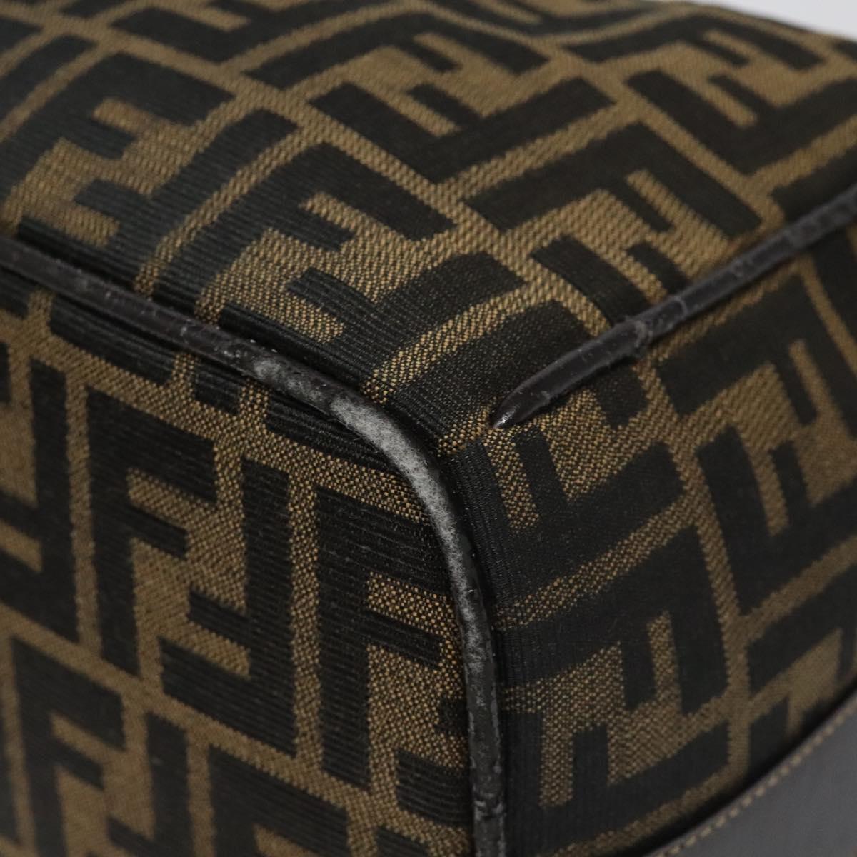 FENDI Zucca Canvas Hand Bag Brown Black 113568
