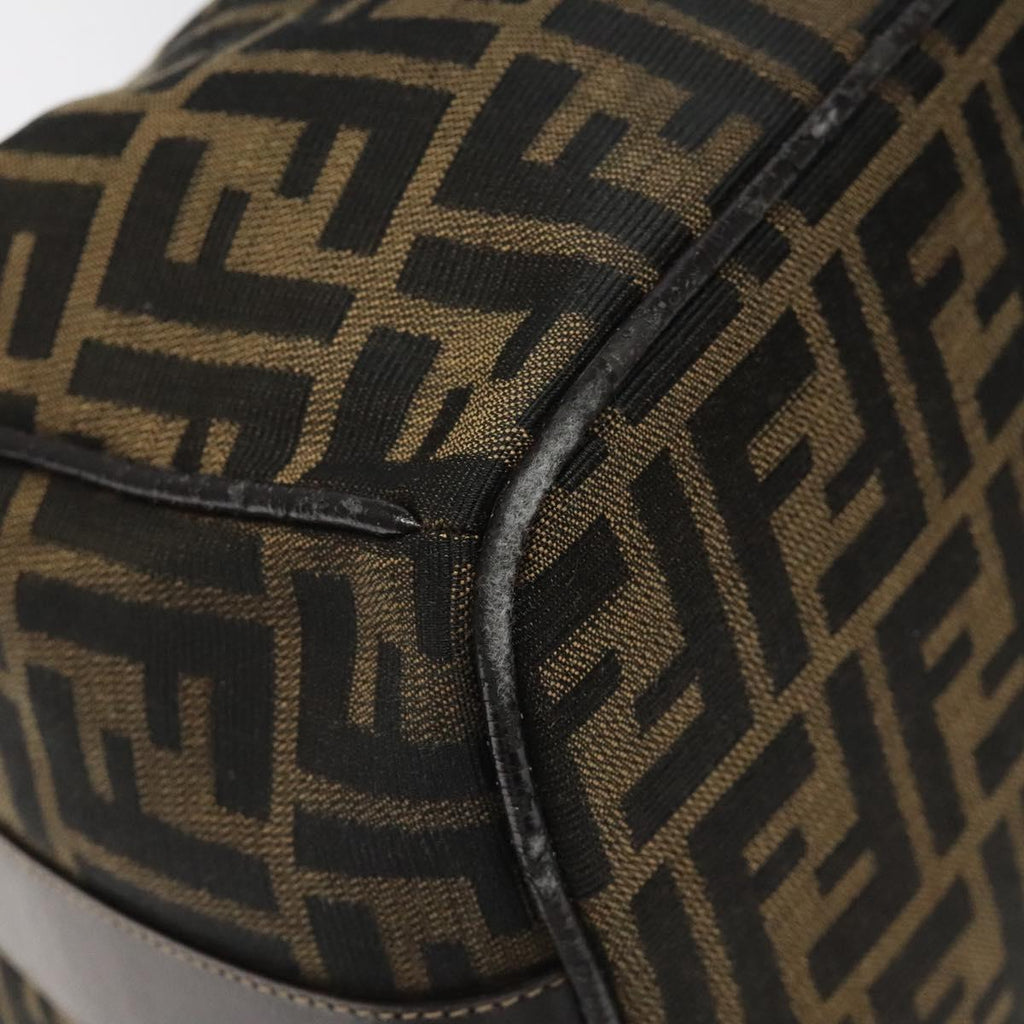FENDI Zucca Canvas Hand Bag Brown Black 113568