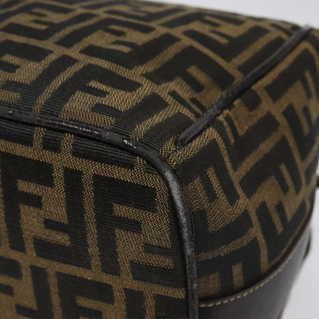 FENDI Zucca Canvas Hand Bag Brown Black 113568