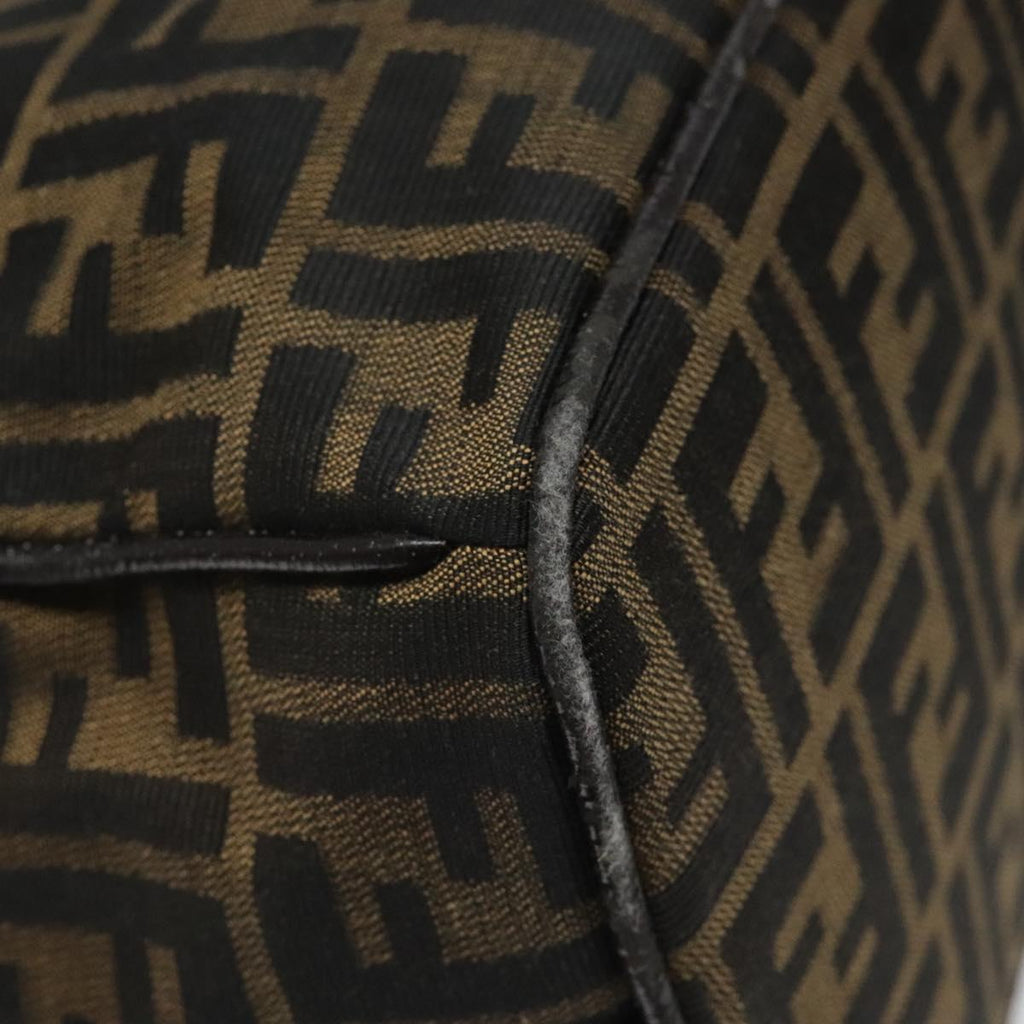 FENDI Zucca Canvas Hand Bag Brown Black 113568