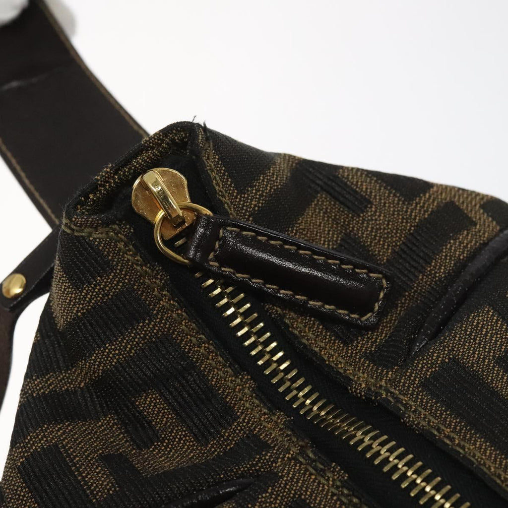 FENDI Zucca Canvas Hand Bag Brown Black 113568