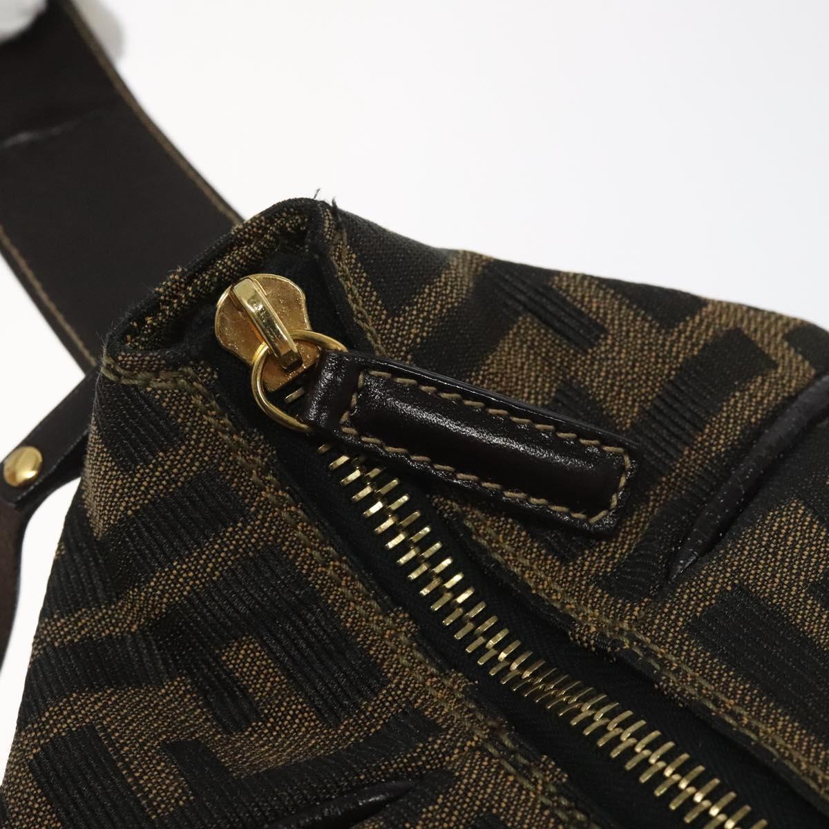 FENDI Zucca Canvas Hand Bag Brown Black 113568