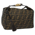 FENDI Zucca Canvas Hand Bag Brown Black 113568