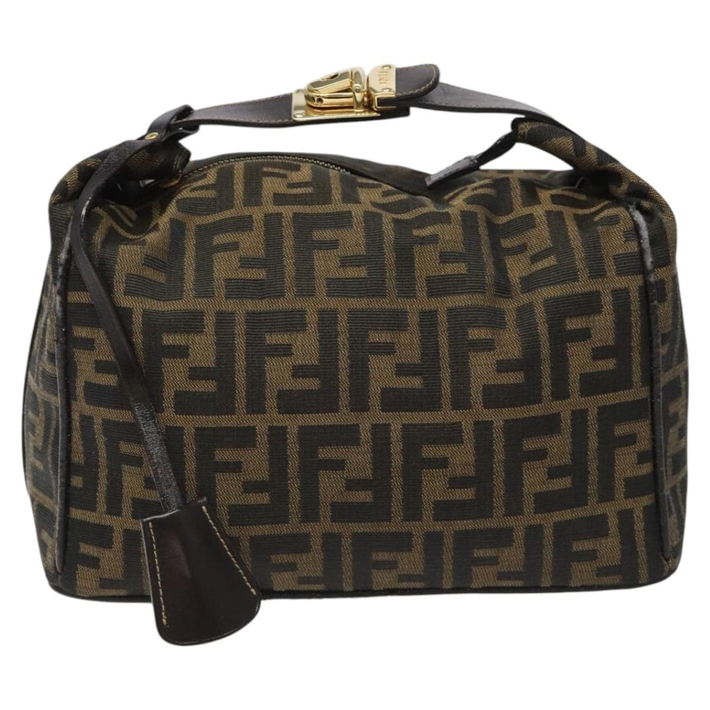 FENDI Zucca Canvas Hand Bag Brown Black 113568