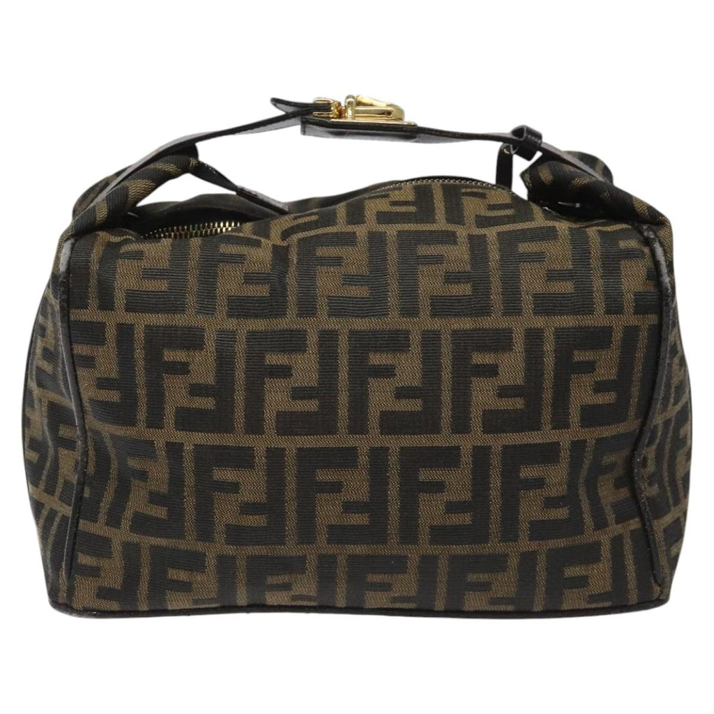 FENDI Zucca Canvas Hand Bag Brown Black 113568