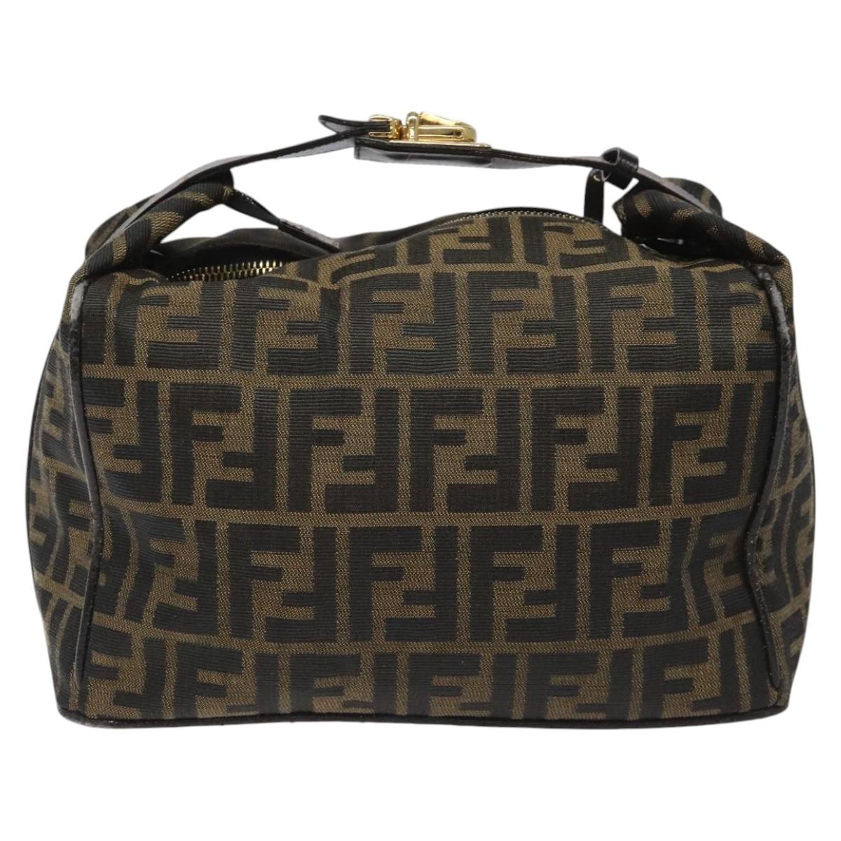 FENDI Zucca Canvas Hand Bag Brown Black 113568