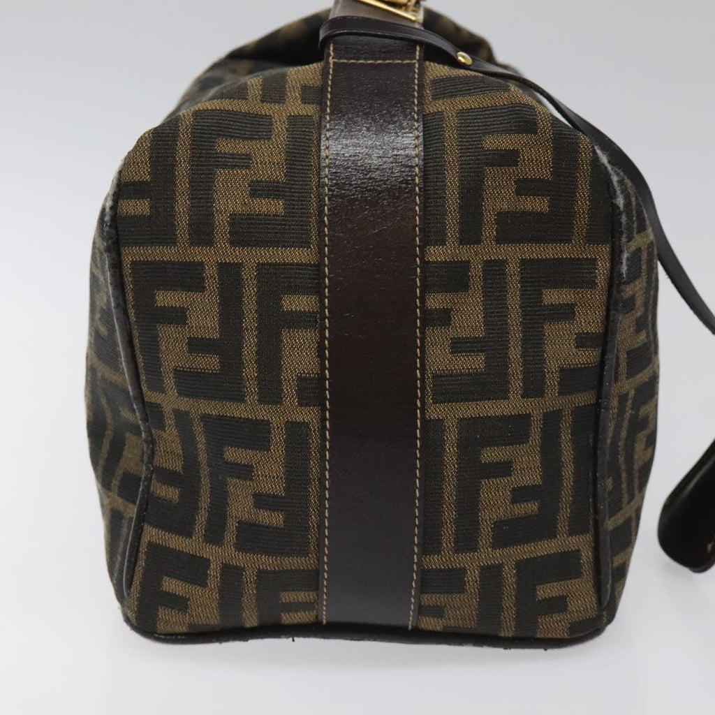 FENDI Zucca Canvas Hand Bag Brown Black 113568