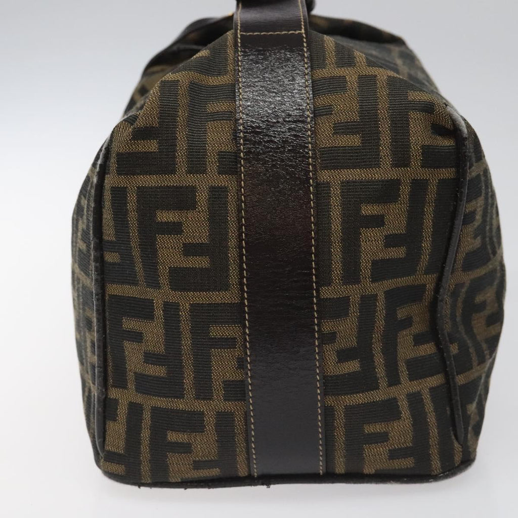FENDI Zucca Canvas Hand Bag Brown Black 113568