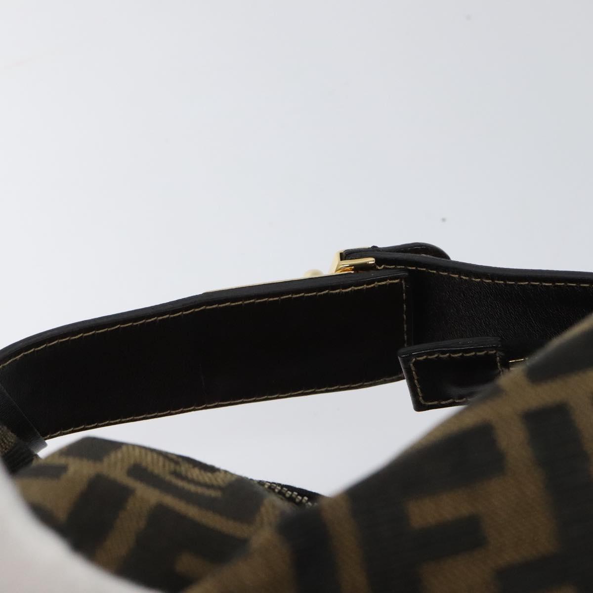 FENDI Zucca Canvas Hand Bag Brown Black 113568
