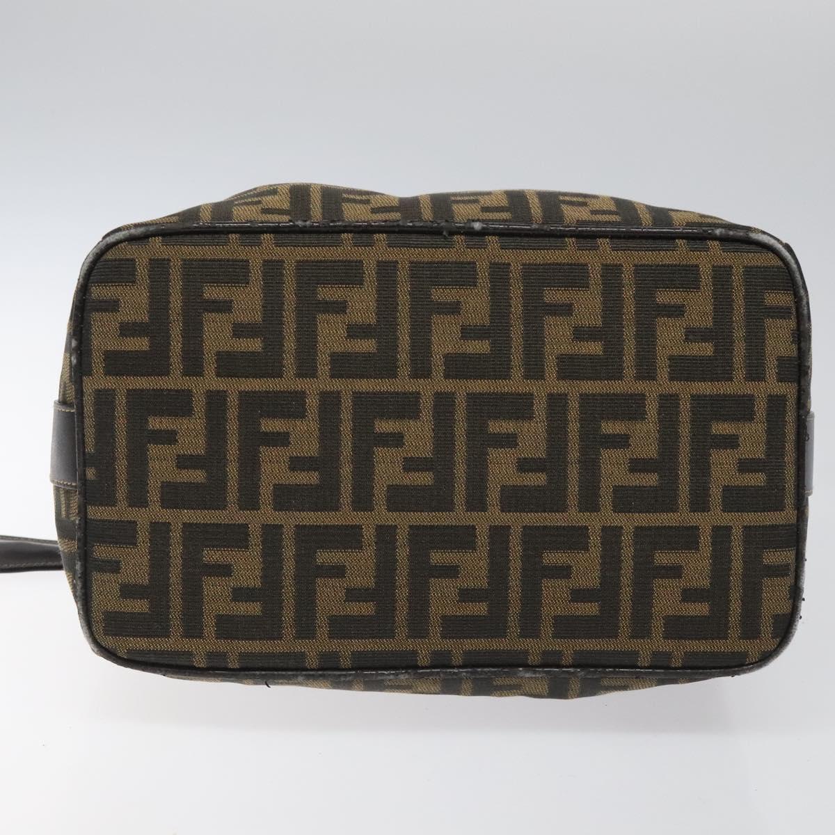 FENDI Zucca Canvas Hand Bag Brown Black 113568