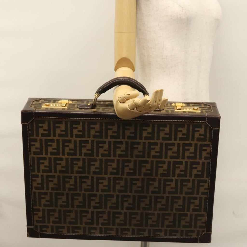 FENDI Attache case Zucca Canvas Trunk Black Brown 113581