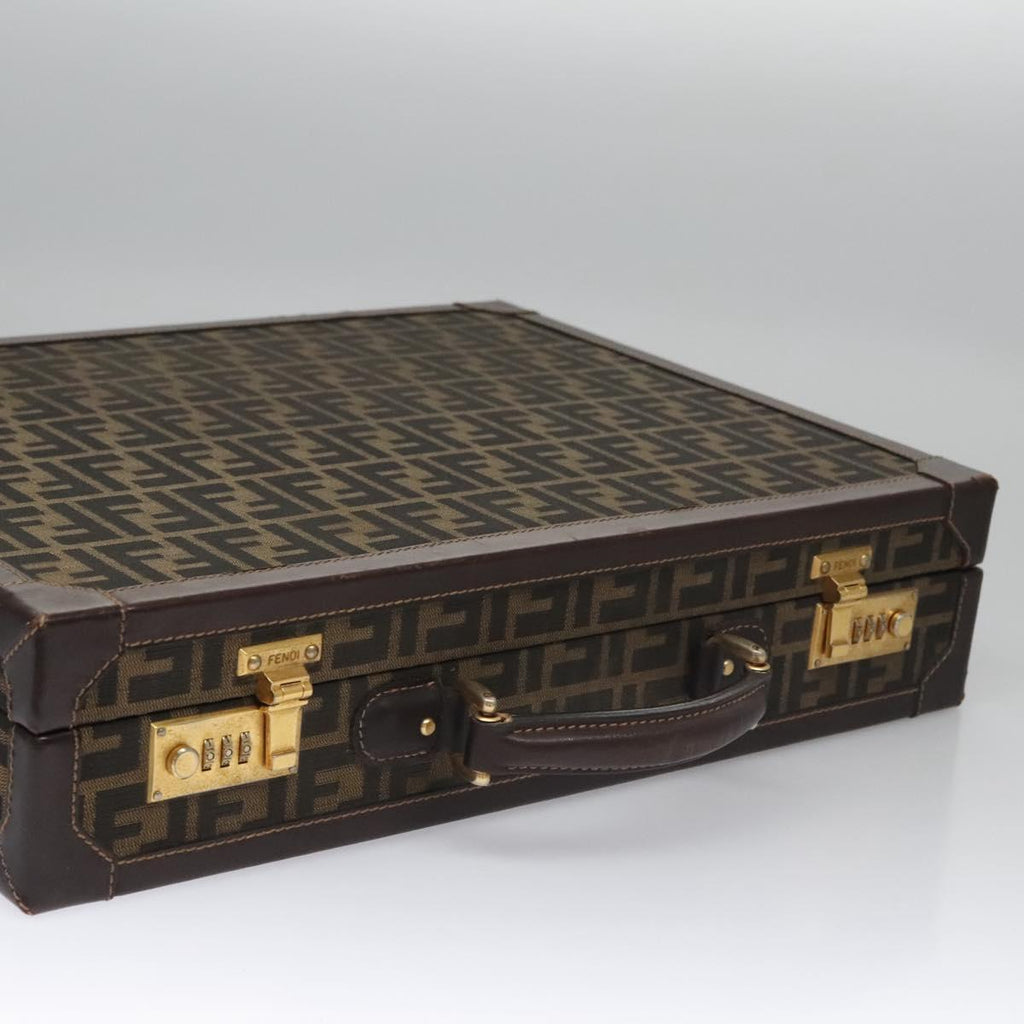FENDI Attache case Zucca Canvas Trunk Black Brown 113581