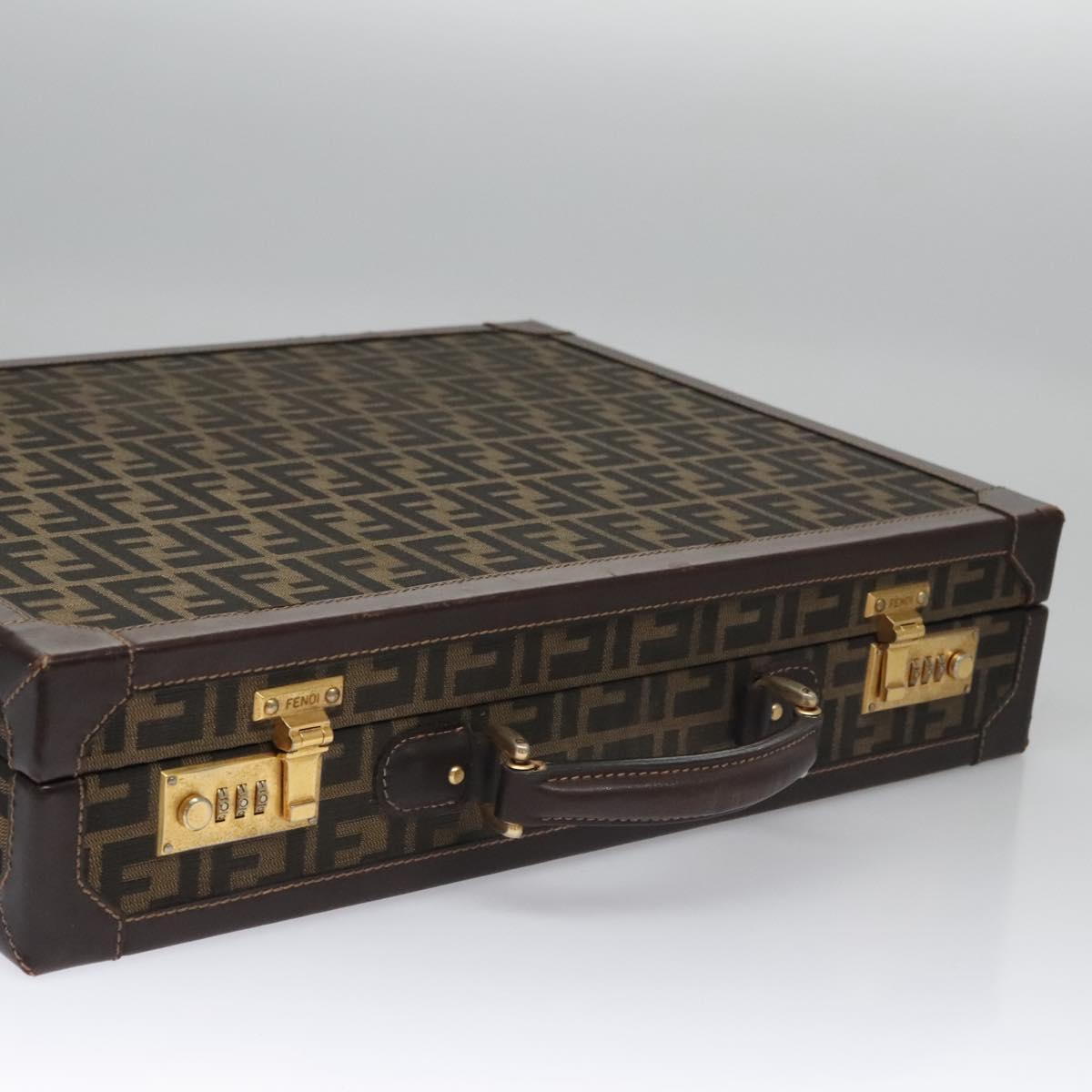 FENDI Attache case Zucca Canvas Trunk Black Brown 113581