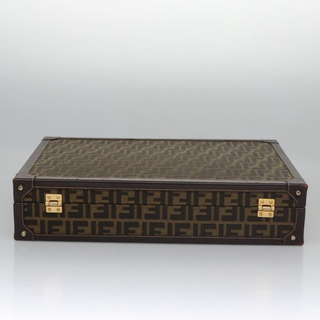 FENDI Attache case Zucca Canvas Trunk Black Brown 113581