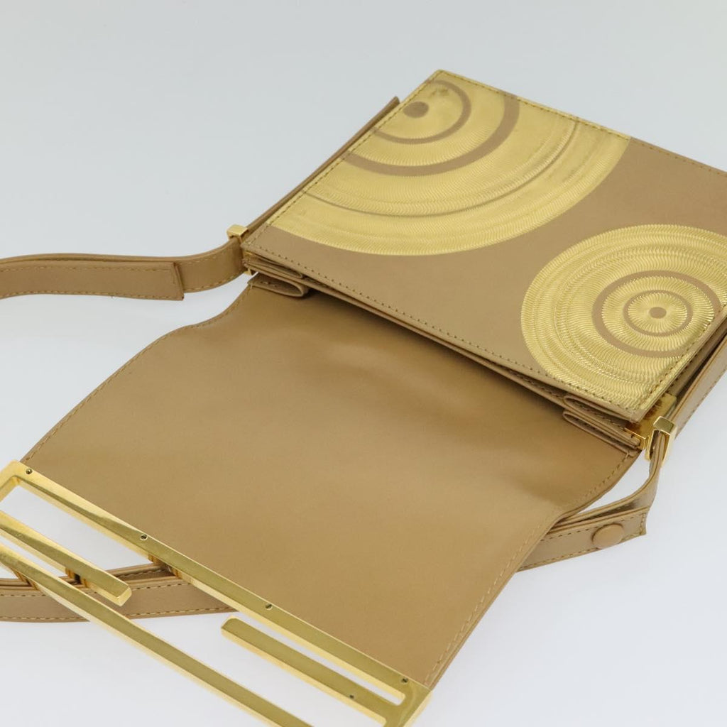 FENDI Shoulder Bag Leather Gold 113748A